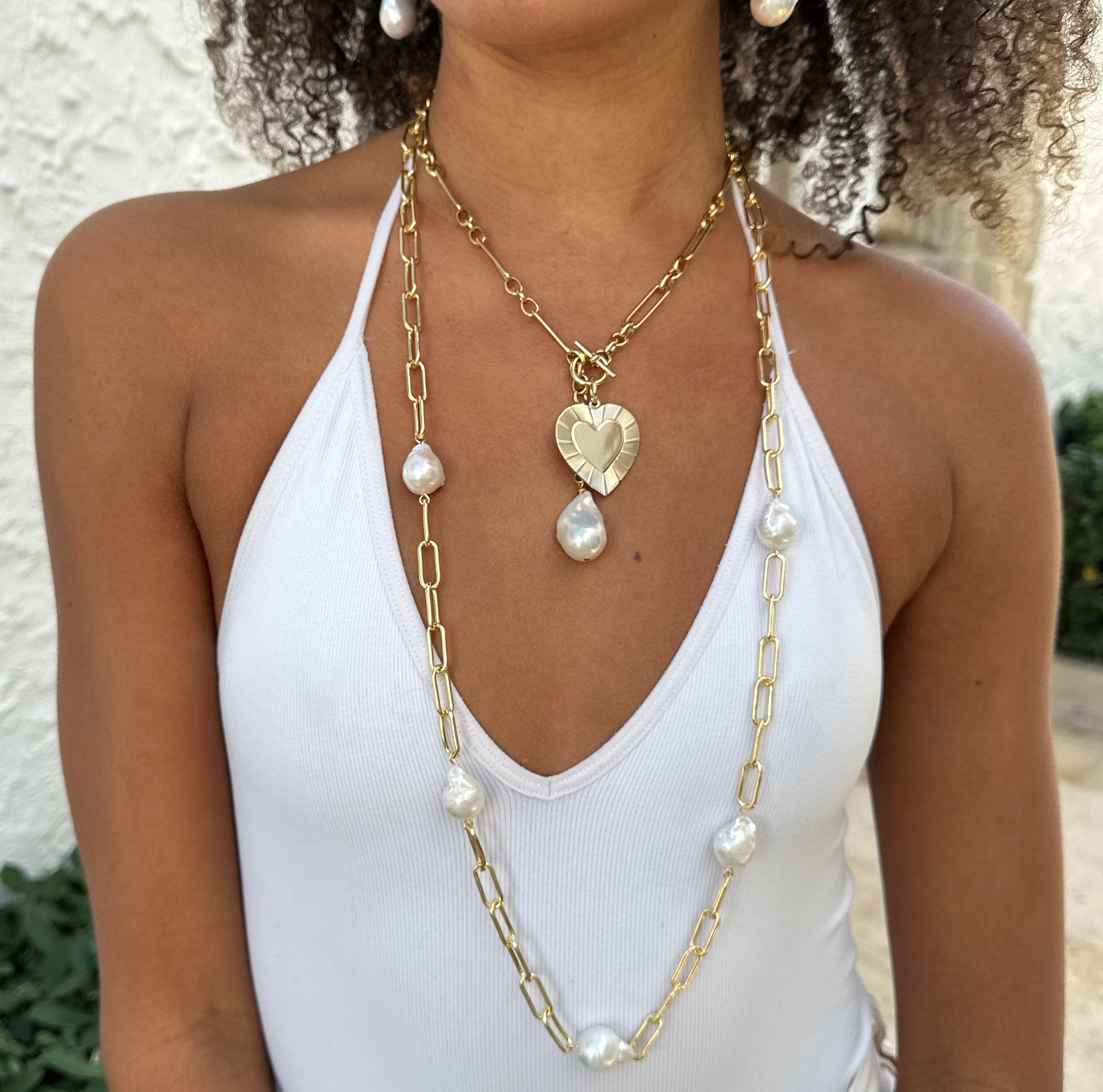 BAE Pearl Paperclip Necklace | Bettina H. Designs